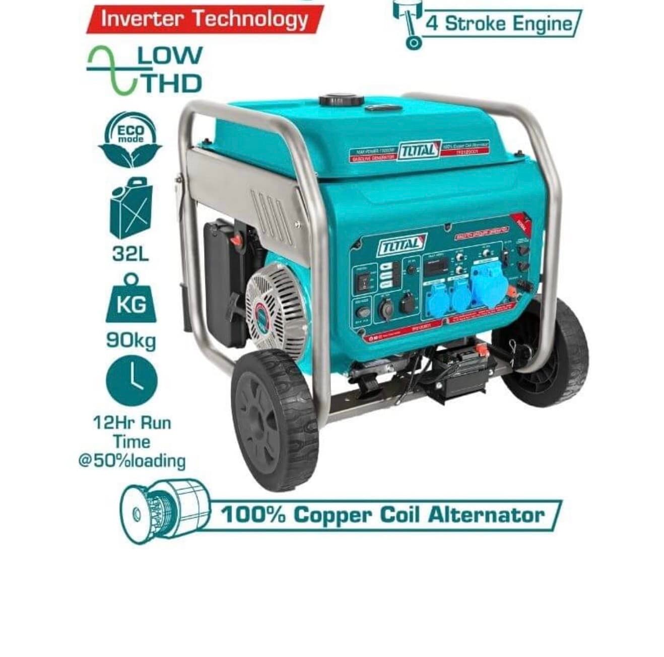 موتور برق بنزینی ۱۲ کیلو وات ریموت استارت توتال دارای پورت ATS مدل TP3120001CEP