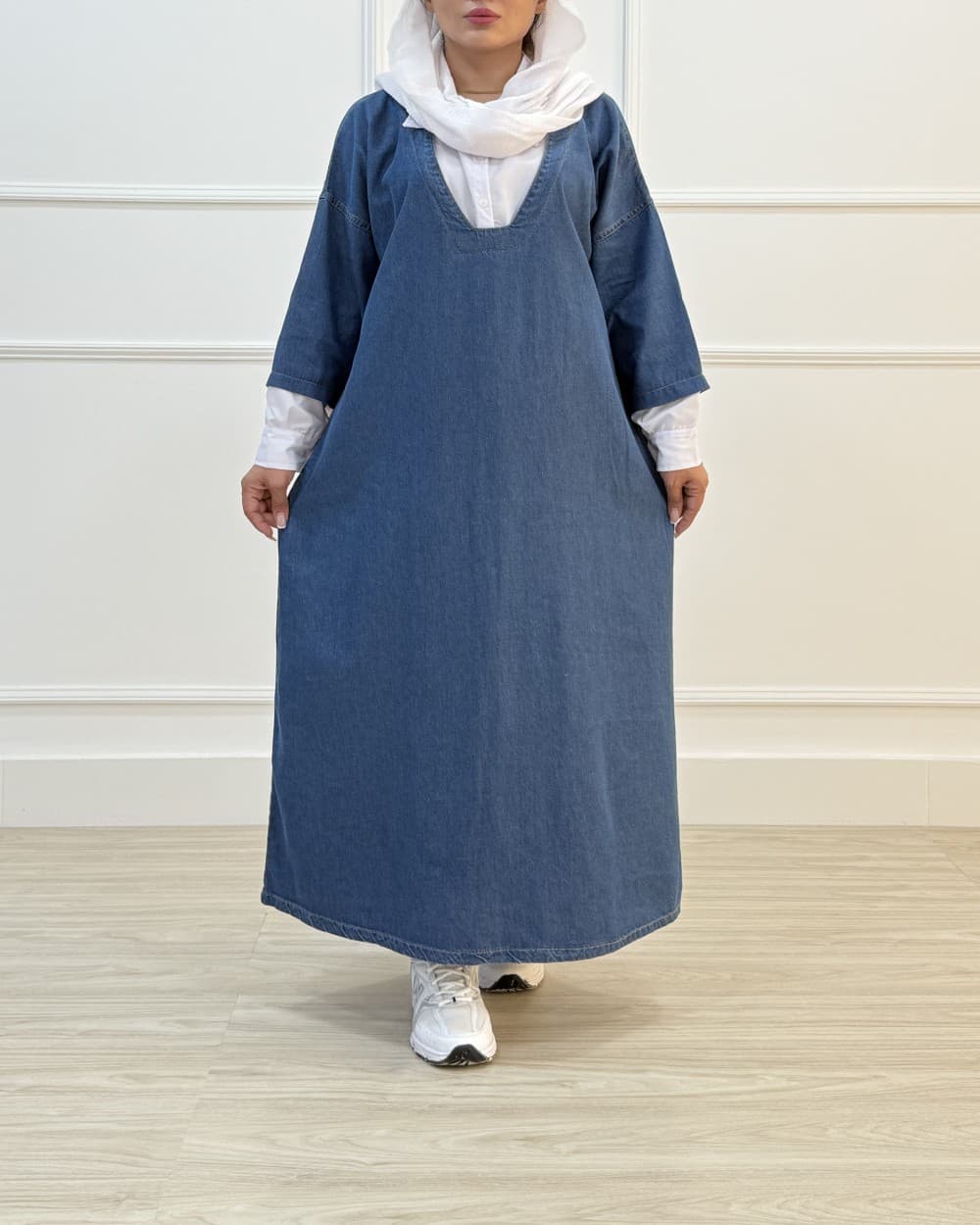 پیراهن جین یقه سفید _ کد محصول 1409