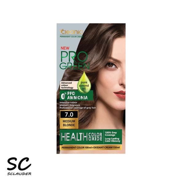 رنگ مو پرو گرين کلینیک Cleanic Pro Green بدون آمونیاک بلوند متوسط 0.7