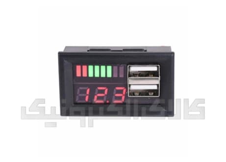 نمایشگر شارژ باتری خشک اسیدی 12 ولت رو پنلی با 2 پورت USB