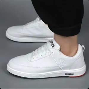 کفش مردانه چرم طرح لاگوست رنگ سفید