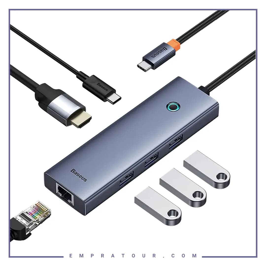 هاب شش پورت تایپ سی بیسوس Baseus Type-C Hub 6 Port Multi-Functional Hub UltraJoy B00052802811-00