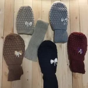 کلاه و شالگردن دخترانه بافت دو لایه bf7t