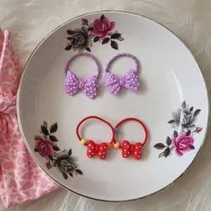 کش موی دخترانه دو عددی سیلکونی طرح پاپیون