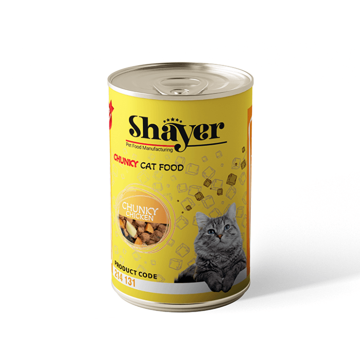 کنسرو گربه شایر چانک مرغ و سس کدو حلوایی (400 گرم)