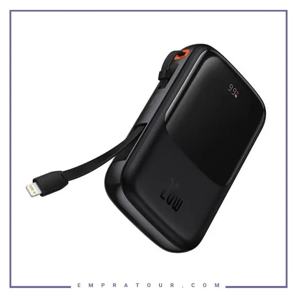پاوربانک شارژر سریع 20 وات به همراه کابل لایتنینگ 10000 بیسوس Baseus Qpow Pro Fast Charge Power Bank PPQD020001