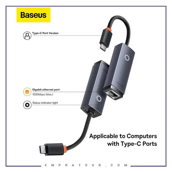 تبدیل RJ-45 به تایپ سی Baseus Hub Lite 1000Mbps WKQX000313