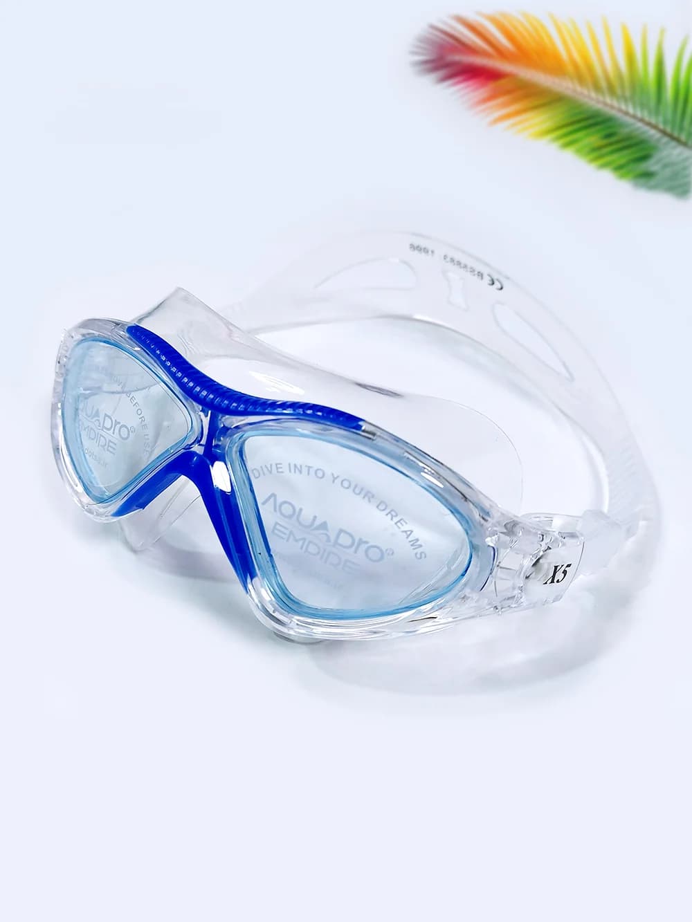 عینک شنا فرم بزرگ آکواپرو Aquapro مدل X5 زنانه و مردانه سیلیکونی ضد بخار آبی