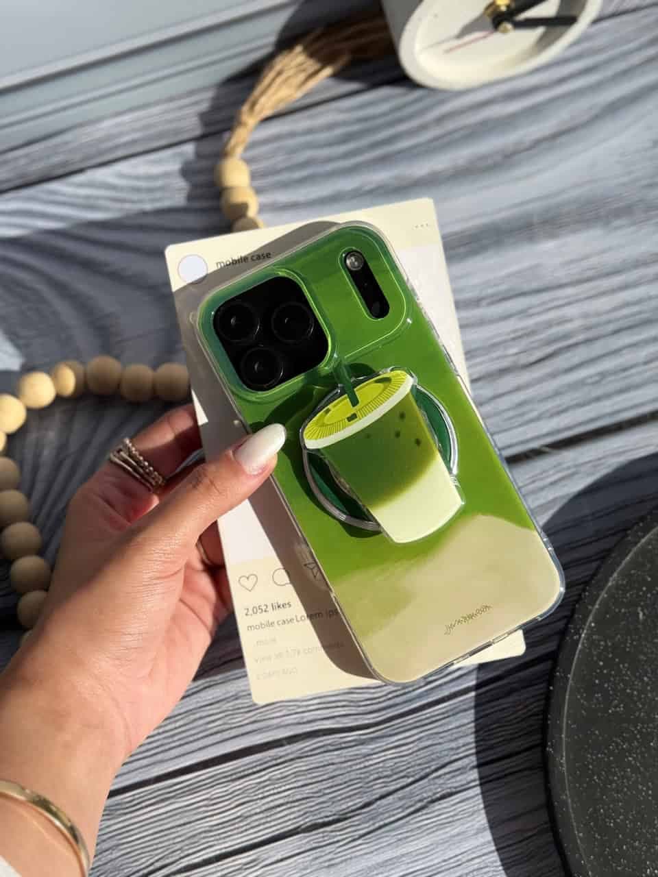 قاب آیفون ماچا مگ سیف دار با پاپ سوکت مگنتی