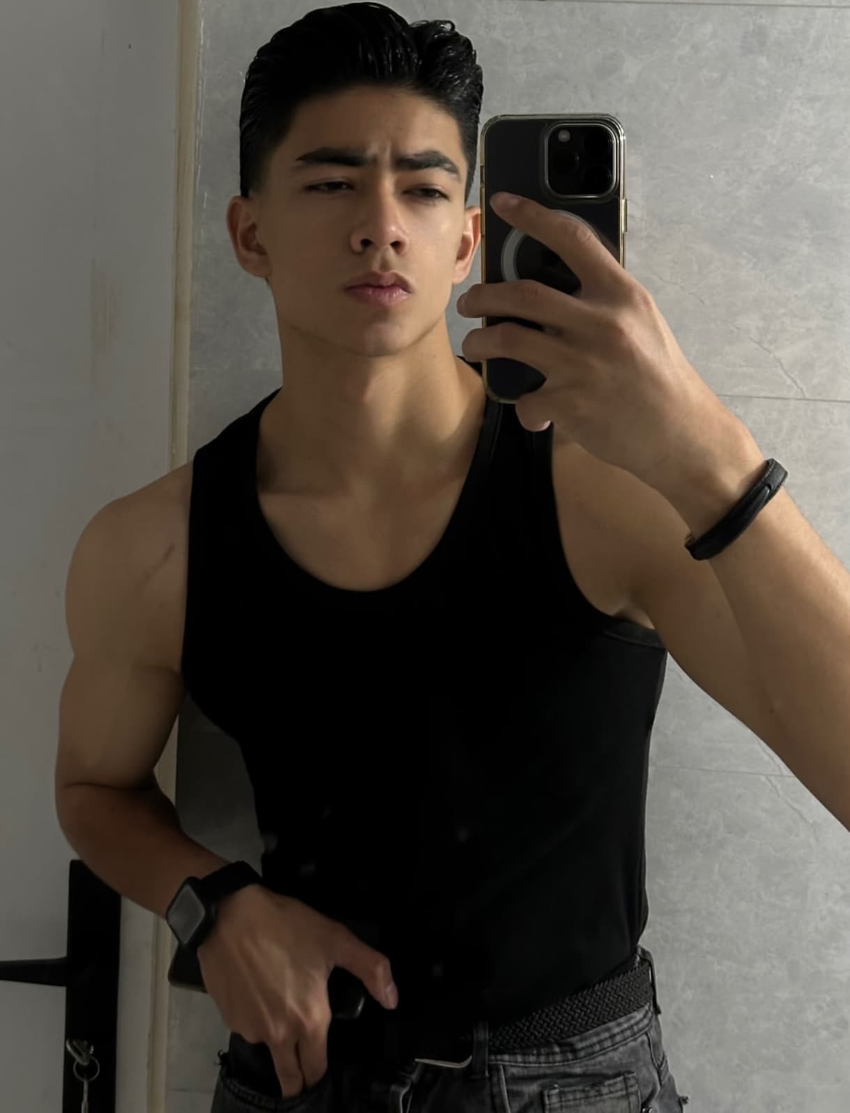 تنک تاپ مشکی فری سایز مردانه بافت کبریتی ریز | تضمین کیفیت