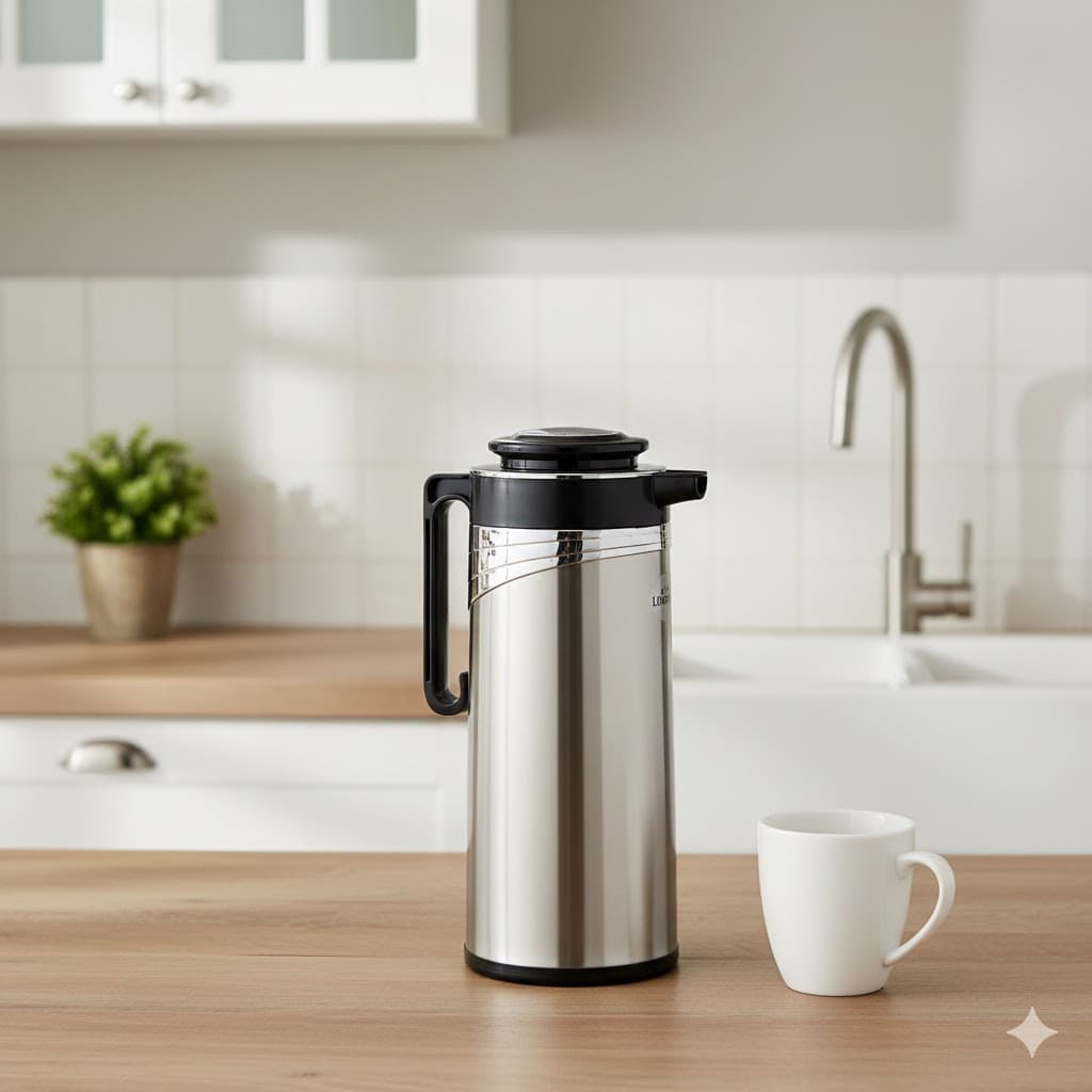 فلاسک 1 لیتر استیل شیشه دار دکمه وسط یونیک کد 1813