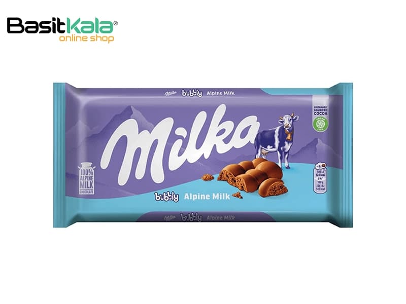 تابلت شکلات شیری حبابی 90 گرم میلکا