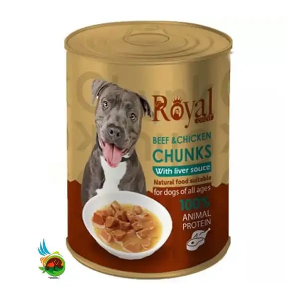 کنسرو چانک سگ رویال کوکو با طعم مرغ و گوشت Royal coco وزن ۳۸۰ گرم