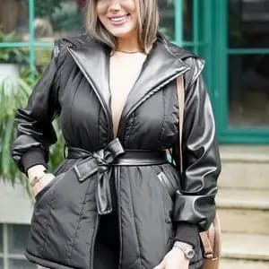 کاپشن آستین چرم اسرا