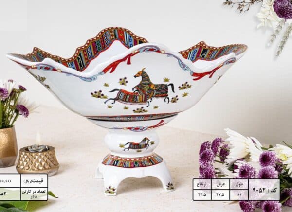 کشکول میوه خوری پایه دار سایز بزرگ هرمس چینی درجه 1 کد90522