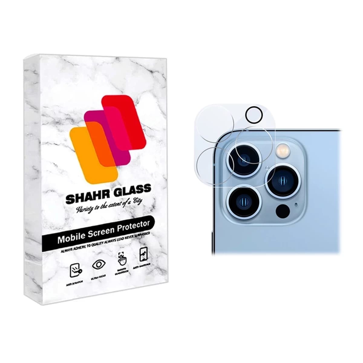 محافظ لنز دوربین گوشی اپل iPhone 13 Pro Max شهر گلس مدل 3DLSR