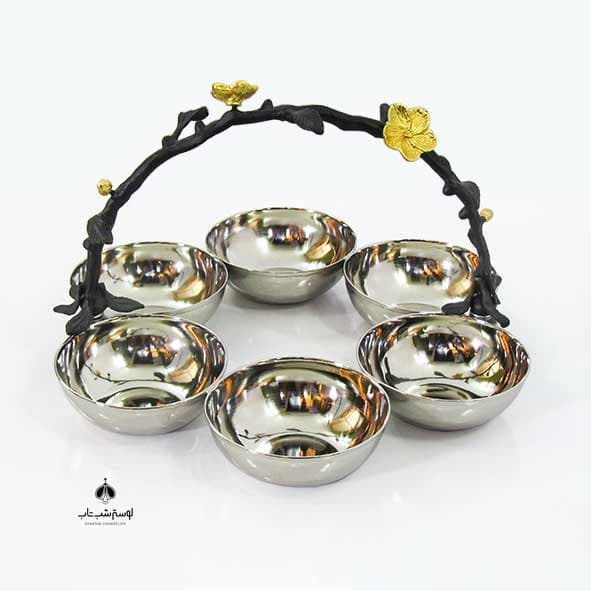 اردوخوری شش تایی پایه نیلوفر نورسازان نقره ای