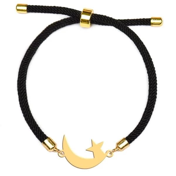 دستبند طلا 18 عیار دخترانه شمیم گلد گالری مدل ماه و ستاره 627