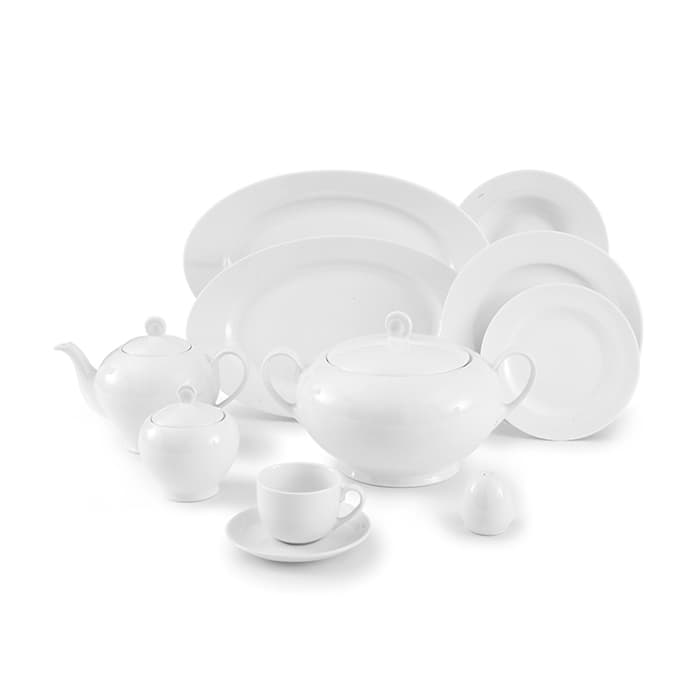 سرویس چینی زرین 12 نفره کامل سفید (102 پارچه)