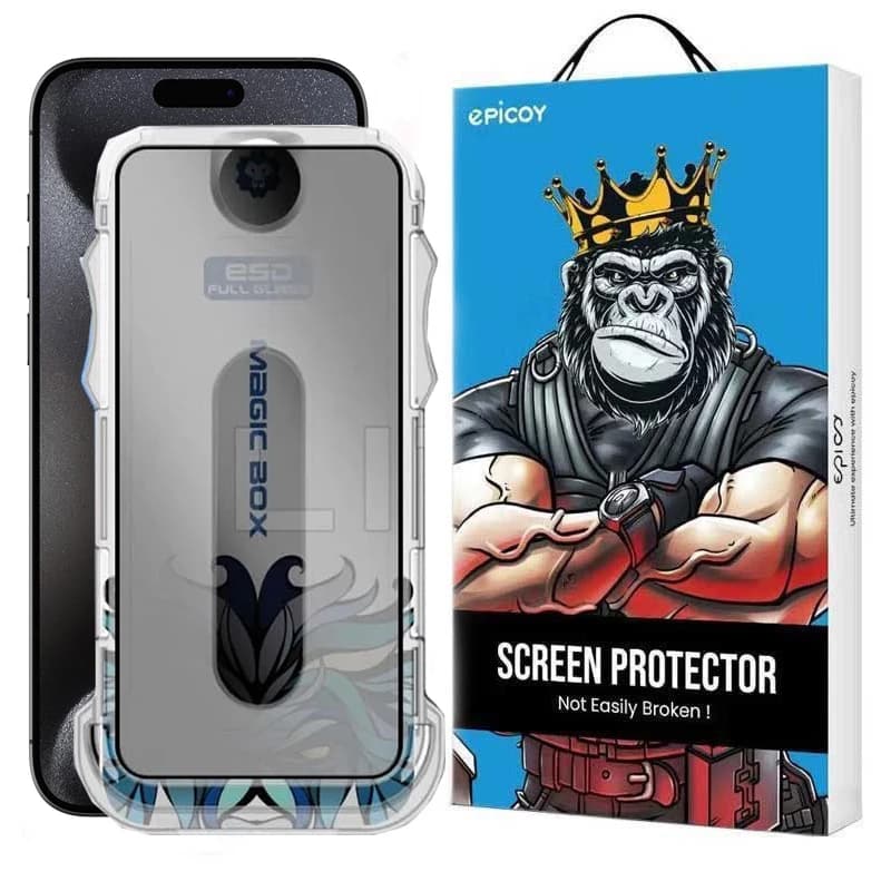گلس گوشی حریم شخصی اپل iPhone 15 Pro اپیکوی مدل Lion Privacy Easy Install