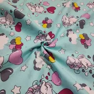 پارچه ملحفه کودک طرح الفنت سبز عرض 2 متر