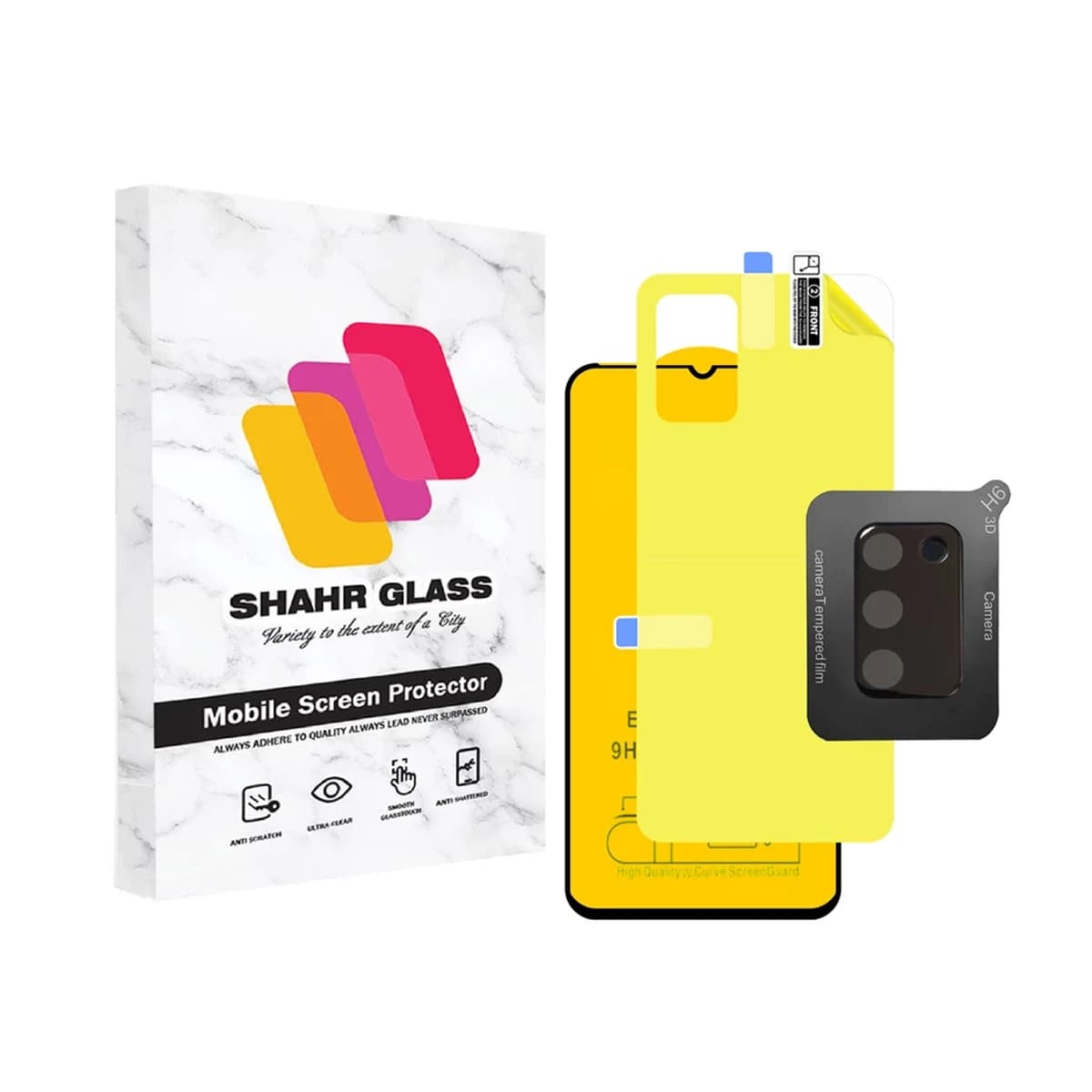 گلس گوشی سامسونگ Galaxy A02s / A03s شهر گلس مدل 3FNF به همراه محافظ لنز دوربین و محافظ پشت گوشی