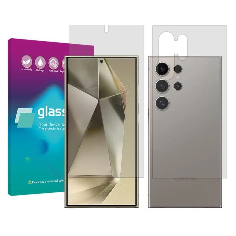 گلس گوشی سامسونگ Galaxy S24 Ultra به همراه محافظ پشت گوشی گلس پرو مدل Resistant