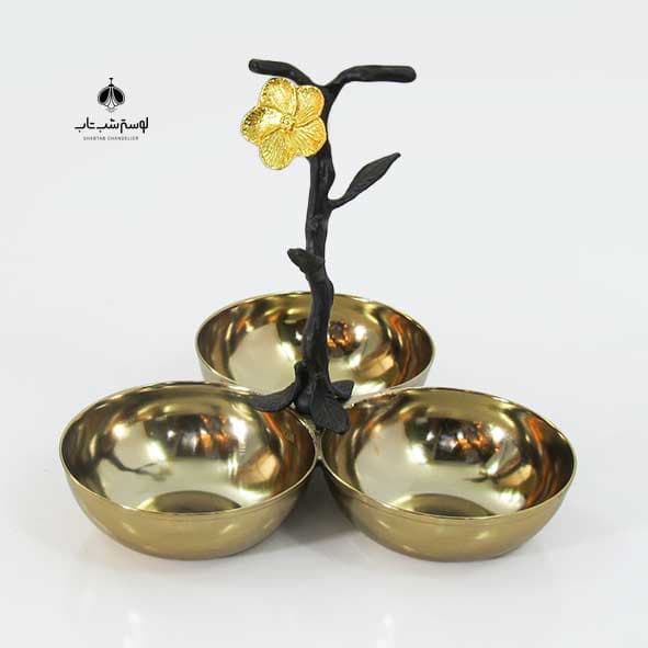 اردوخوری سه تایی پایه نیلوفر نورسازان طلایی