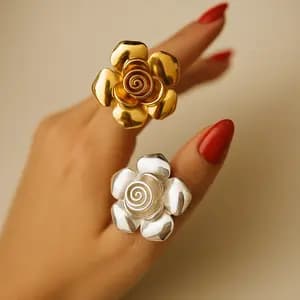 انگشتر زنانه پرتوفینو طرح گل رز