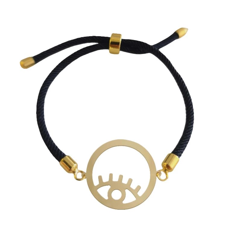 دستبند طلا 18 عیار زنانه شمیم گلد گالری مدل دایره و چشم کد D40-1