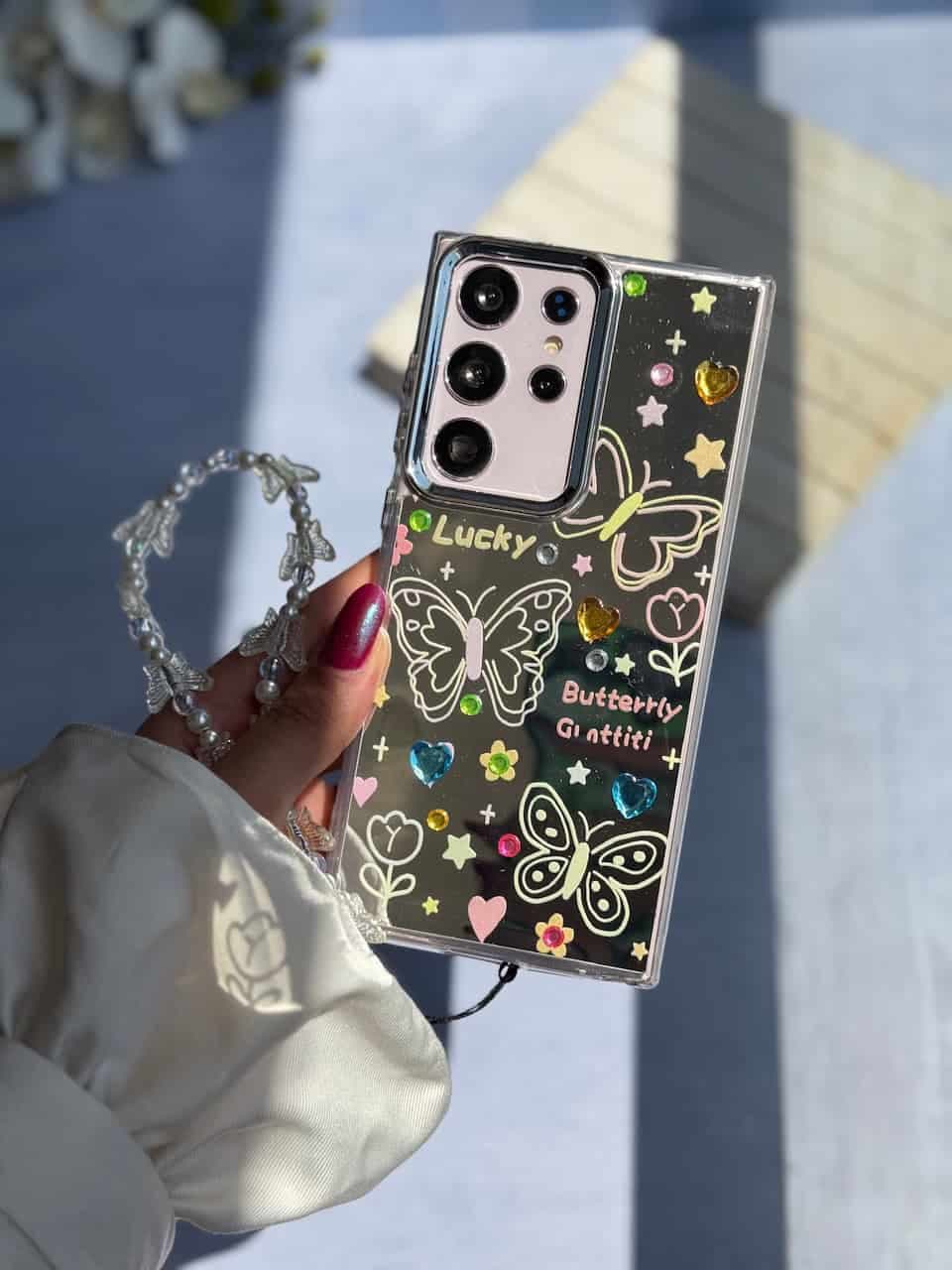 قاب نقاشی پروانه آینه ای با آویز سامسونگ و شیائومی