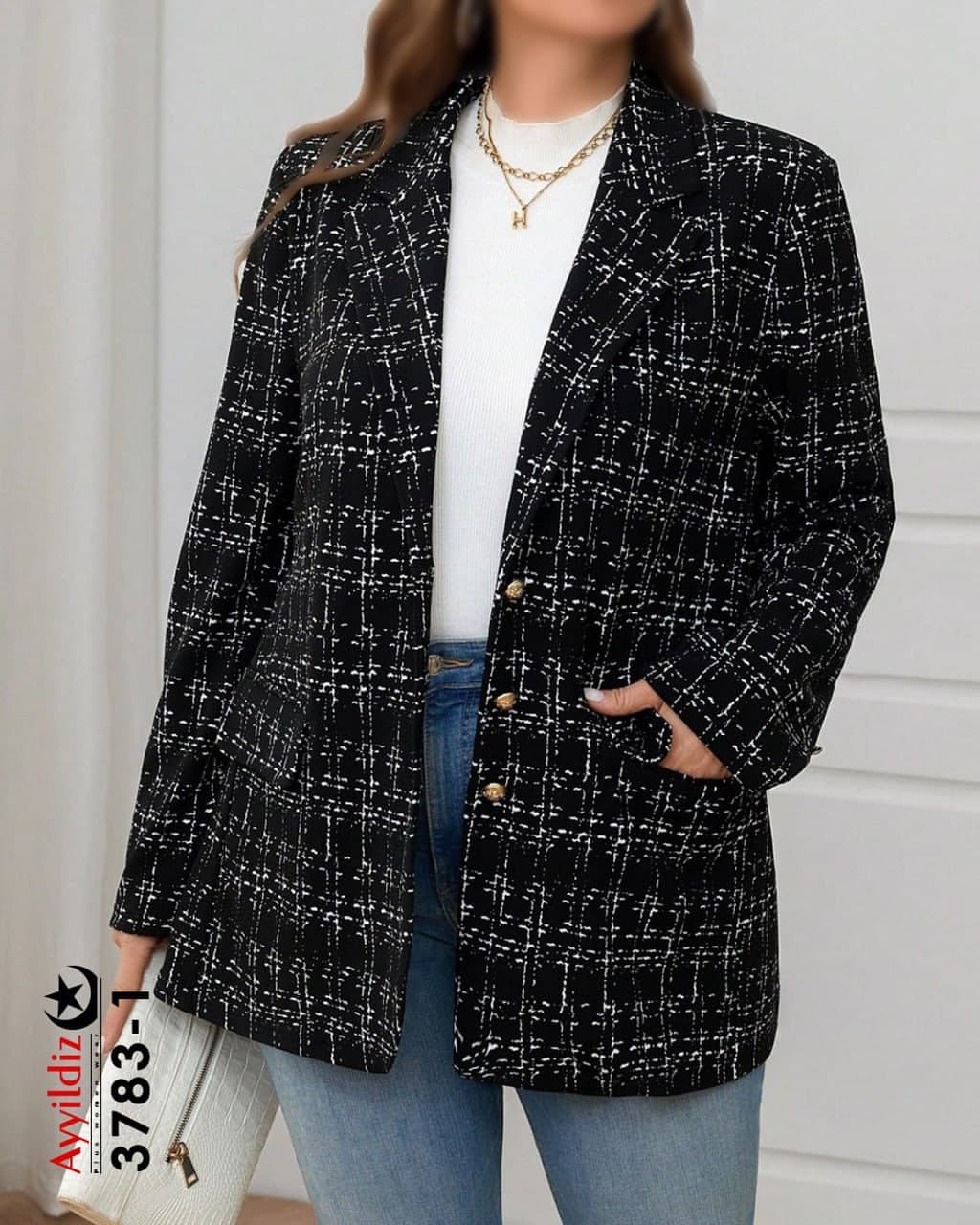 کت پاییزه زنانه سایز بزرگ مدل ٣٧٨٣(سفارشی)