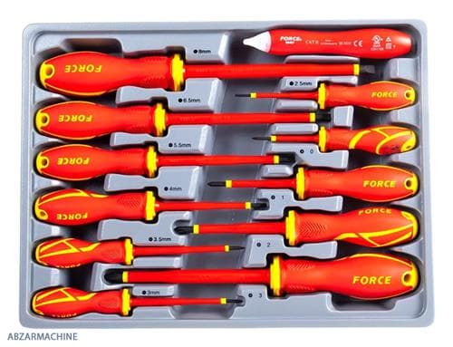 سری پیچ گوشتی عایق برق تخت و چهار سو 12 عددی FORCE