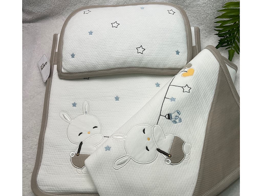 سرویس خواب مسافرتی 3 تکه طرح تکه دوزی شده طرح خرگوش گایه g.a.y.e