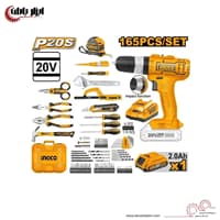 ست ابزار دریل پیچ گوشتی براشلس چکشی 165 عددی 20 ولت اینکو مدل HKTHP11651