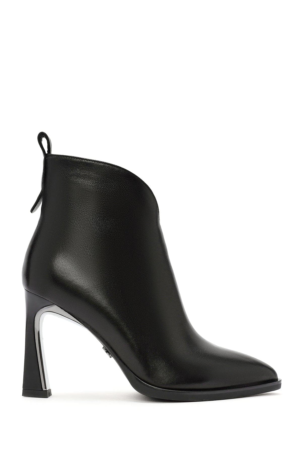 بوت زنانه چرم مشکی زیپ‌دار پاشنه‌دار دری مد