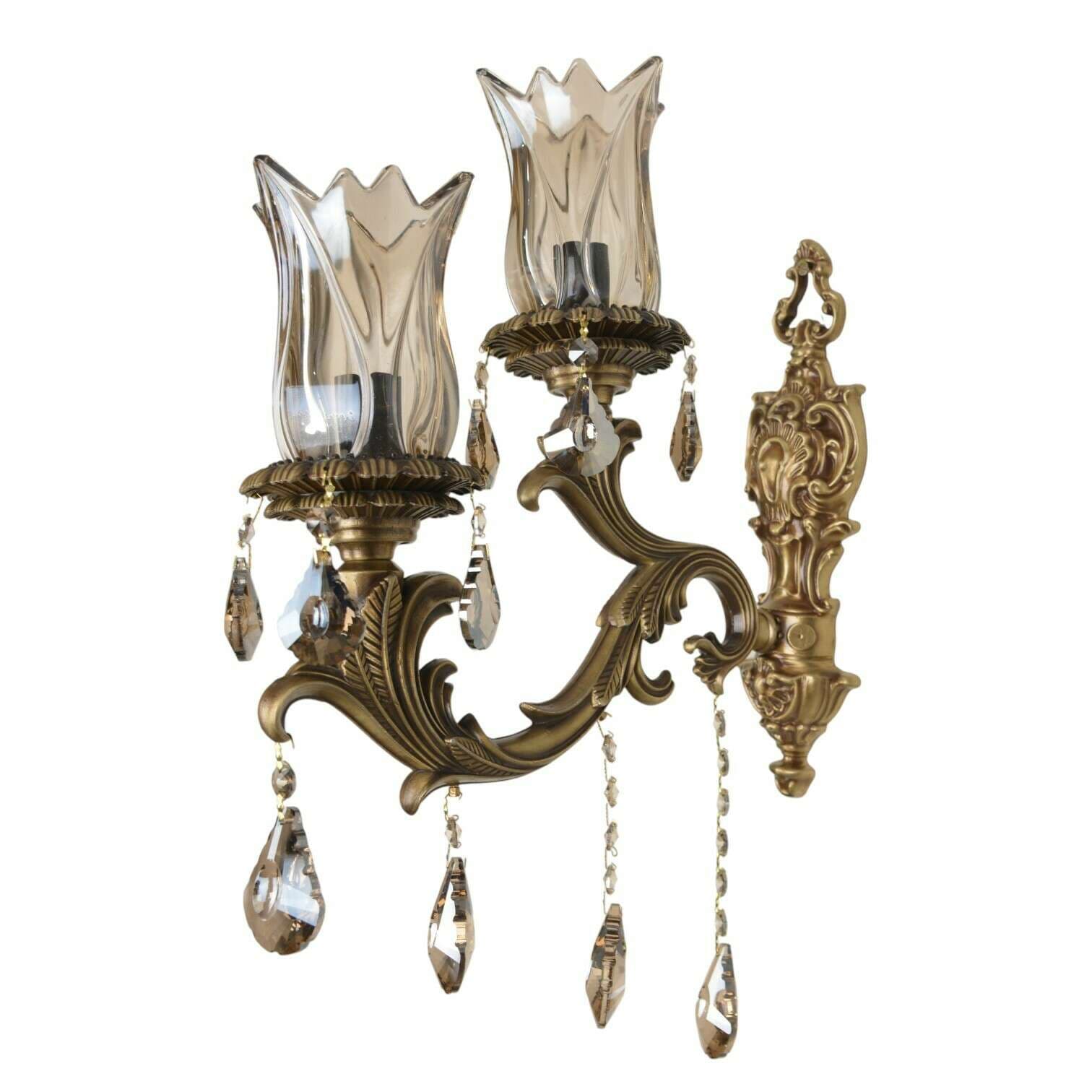 چراغ دیواری دو شعله چشمه نور کد S3574/1+1W-AO آنتیک