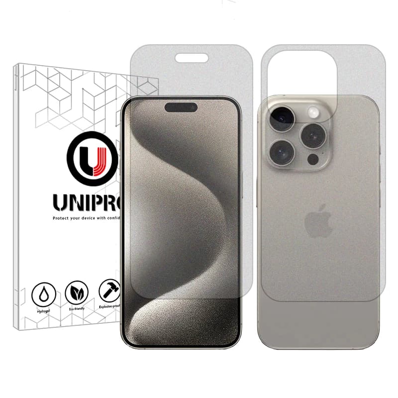 گلس گوشی مات اپل iPhone 15 Pro Max یونی پرو مدل Star 4 به همراه محافظ پشت گوشی