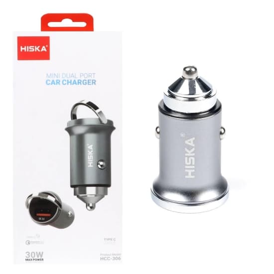 شارژر فندکی 30 وات دو پورت هیسکا مدل HCC-309Q به همراه کابل شارژ USB-C به USB-C