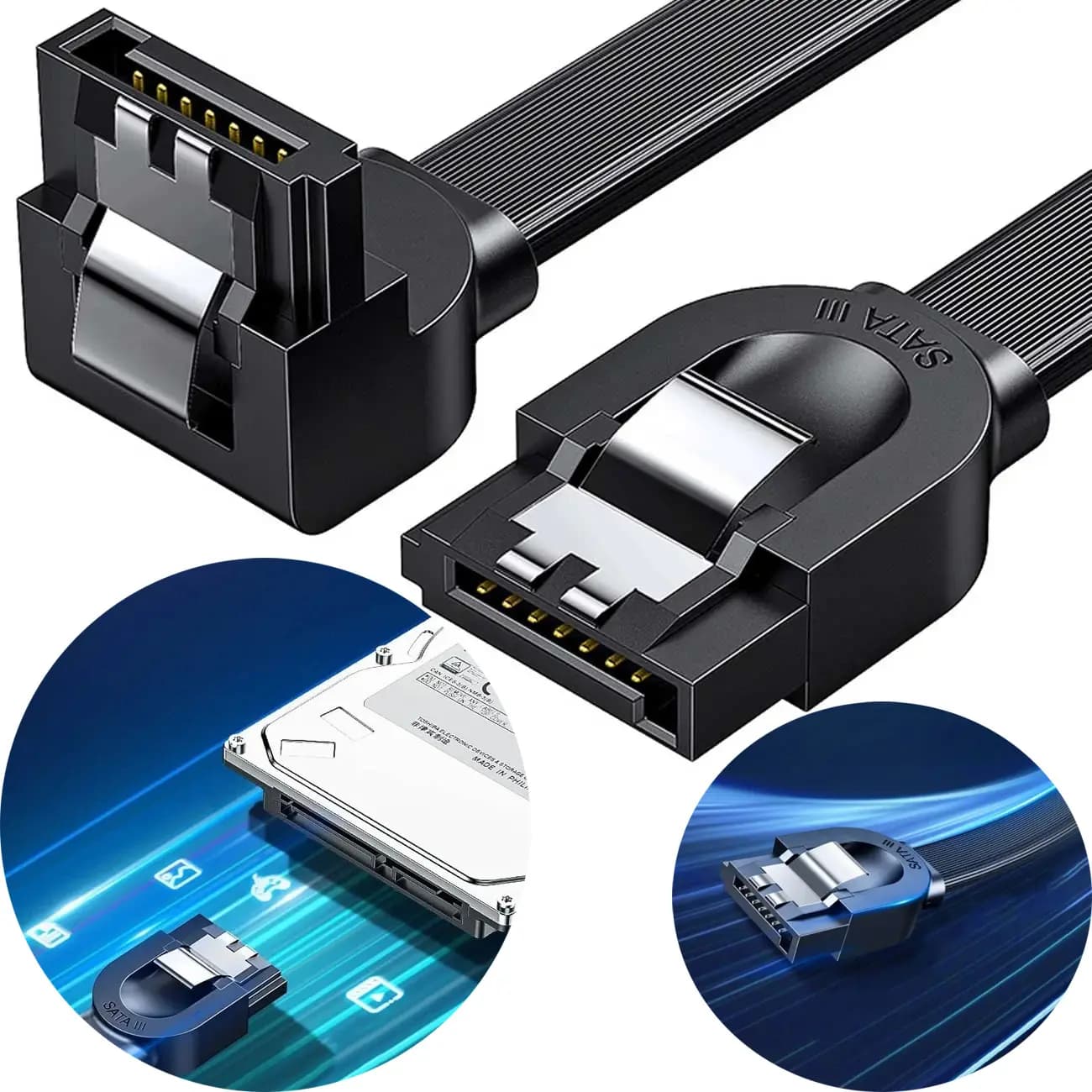 کابل دیتای هارد SATA3.0 نیم متری یوگرین UGREEN US217 30797 - زانویی 90 درجه