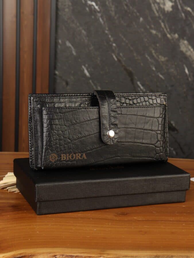 کیف پول مردانه چرم طبیعی کروکدیلی بیورا مدل KPB08