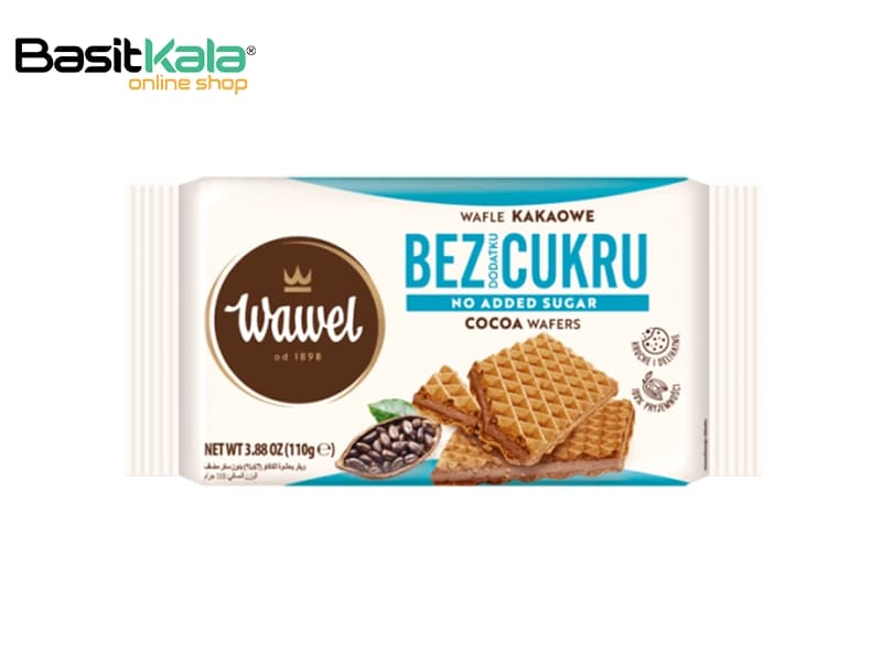 ویفر بدون قند با مغز کرم کاکائو 110 گرمی واول