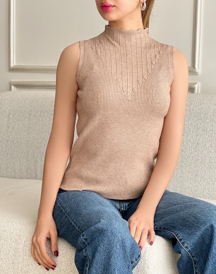 تاپ بافت موهر یقه دالبر اشکی