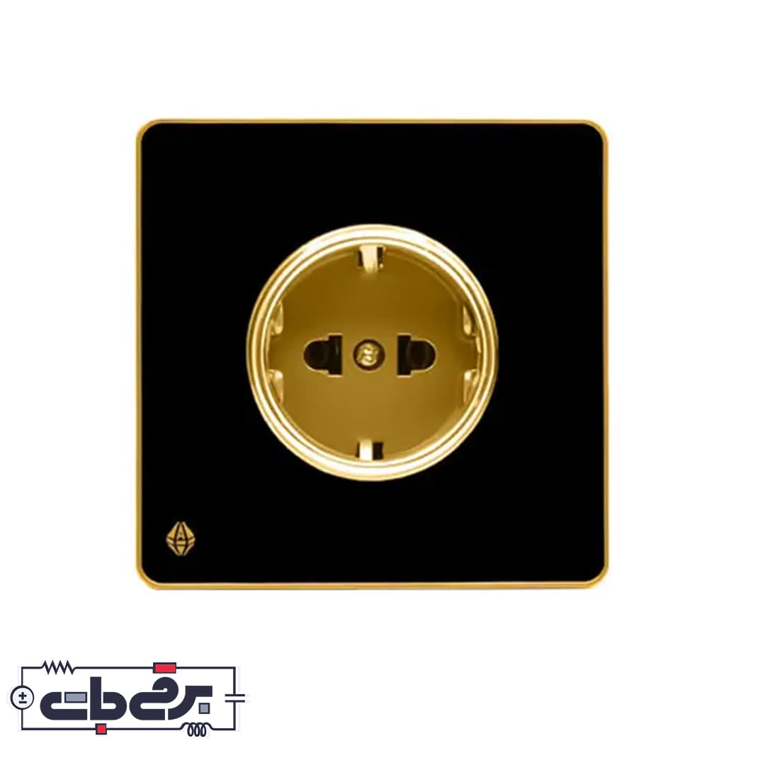 پریز برق ارت دار یاقوت مشکی – طلایی آسیا