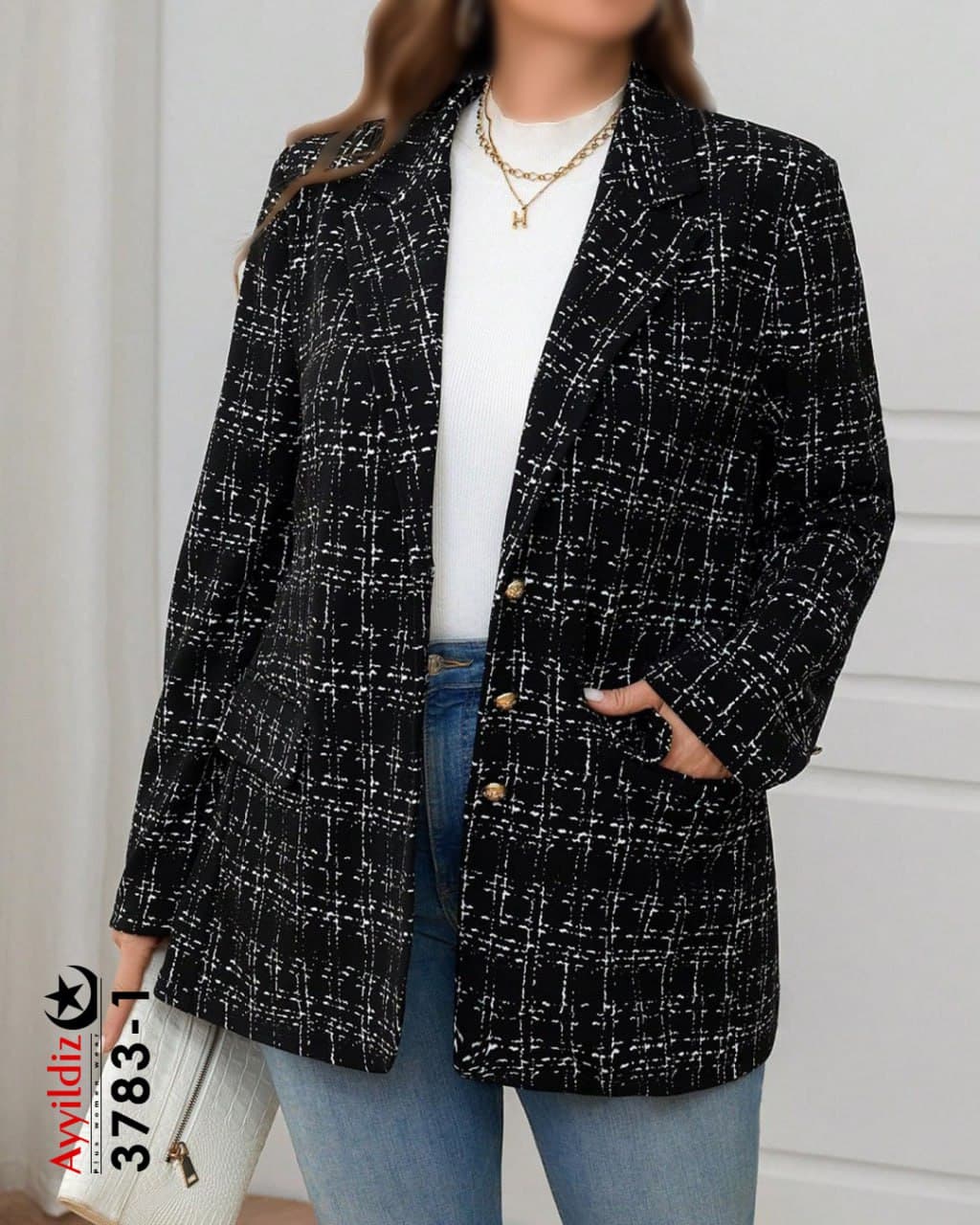 کت زنانه سایز بزرگ پاییزه مدل کد 3783