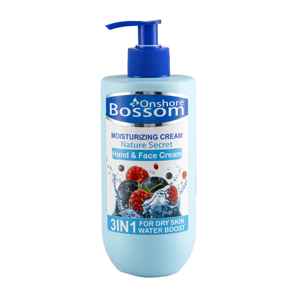 کرم آبرسان دست صورت و بدن بوسوم حاوی بلوبری حجم 500 میلی لیتر کارتن 24 عددی