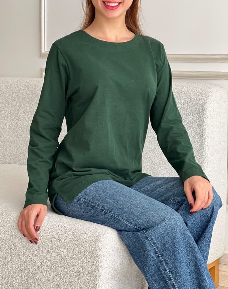 بلوز سوپر نخی آستین بلند رنگی