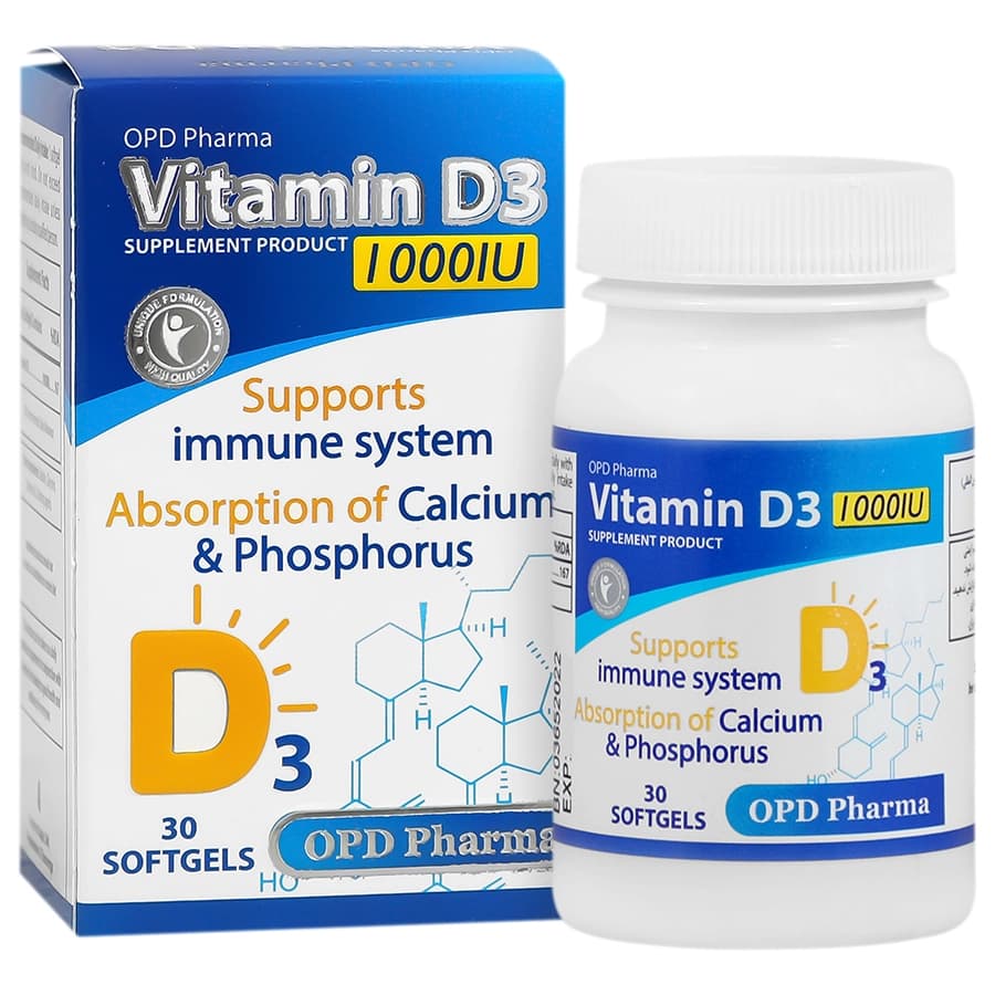 سافت ژل ویتامین د3 او پی دی فارما 1000 واحد