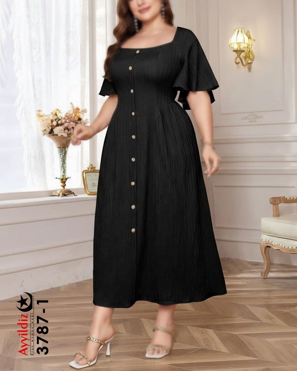 پیراهن زنانه یقه باز سایز بزرگ مدل کد 3787