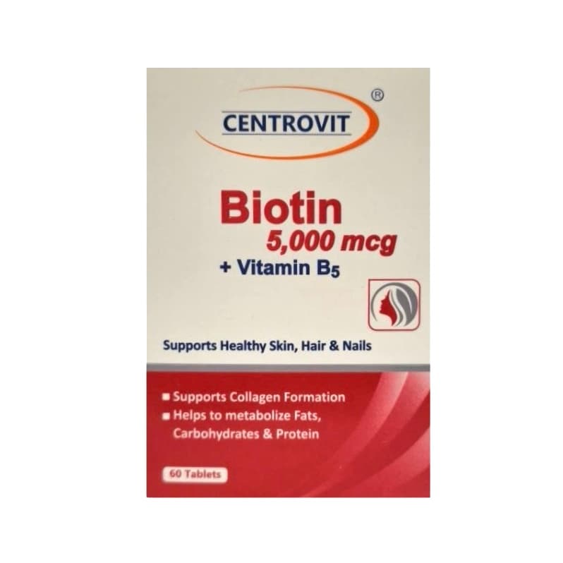 قرص بیوتین 5000 پلاس ب 5 سنتروویت ۶۰ عددی